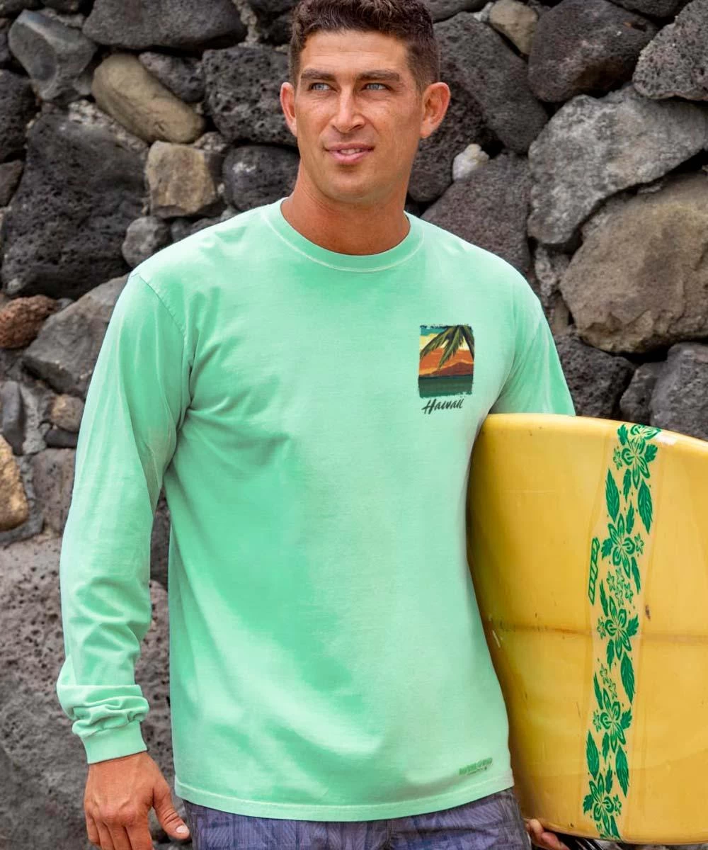 Sunset Scenic - Key Lime Dyed Long Sleeve Crewneck T-Shirt - Image 2