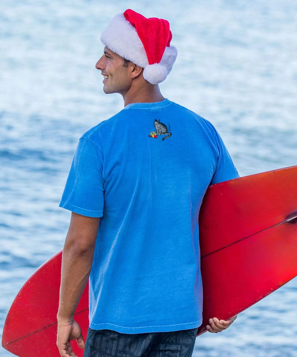 B. Kliban Santa Nose Cat - Blue Hawaii Dyed Short Sleeve Crewneck T-Shirt - Image 2