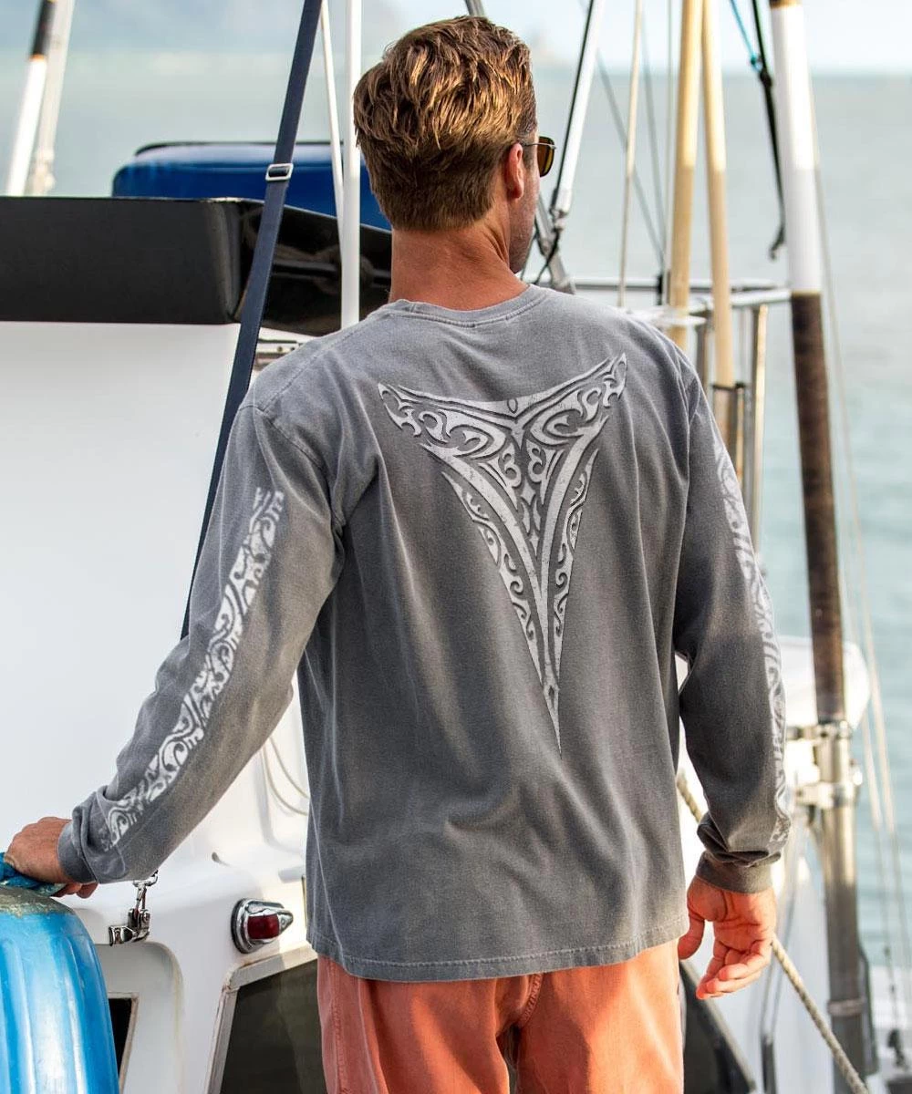 Tribal Nalu Tail - Crater Dyed® Long Sleeve Crewneck T-Shirt