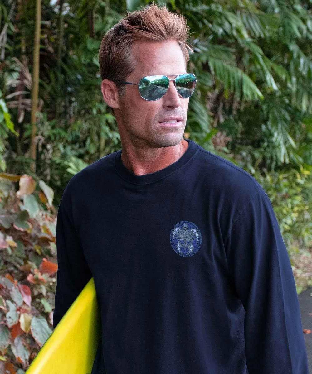 Lucky Olive Honu - Navy Long Sleeve Crewneck T-Shirt - Image 2