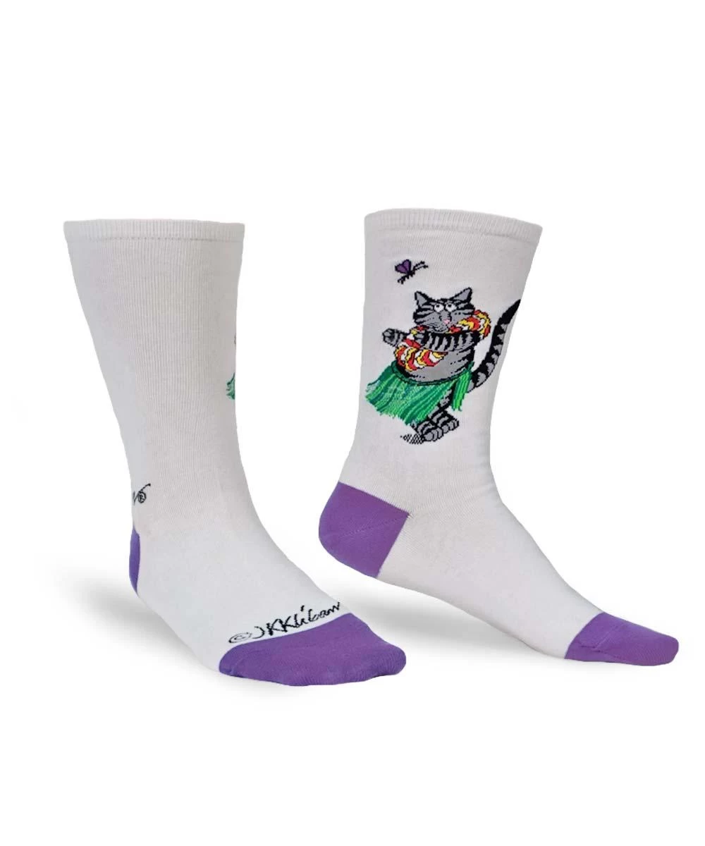 B. Kliban Hula Cat - Graphic Cotton Crew Socks - Image 2