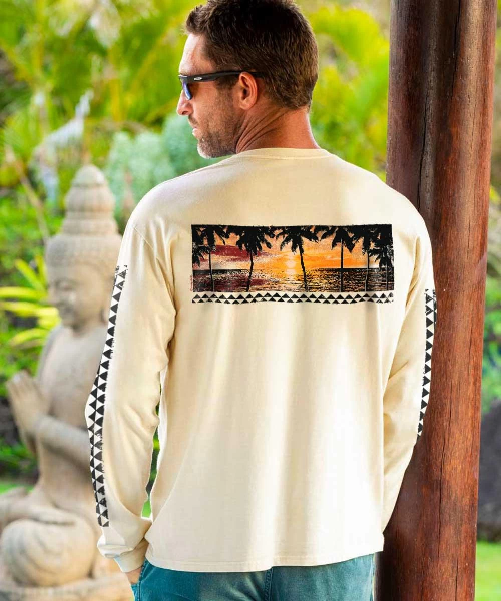 Sunset Dream - Coconut Dyed Long Sleeve Crewneck T-Shirt - Image 2