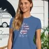 USA Hibiscus - Sapphire Short Sleeve Crewneck T-Shirt