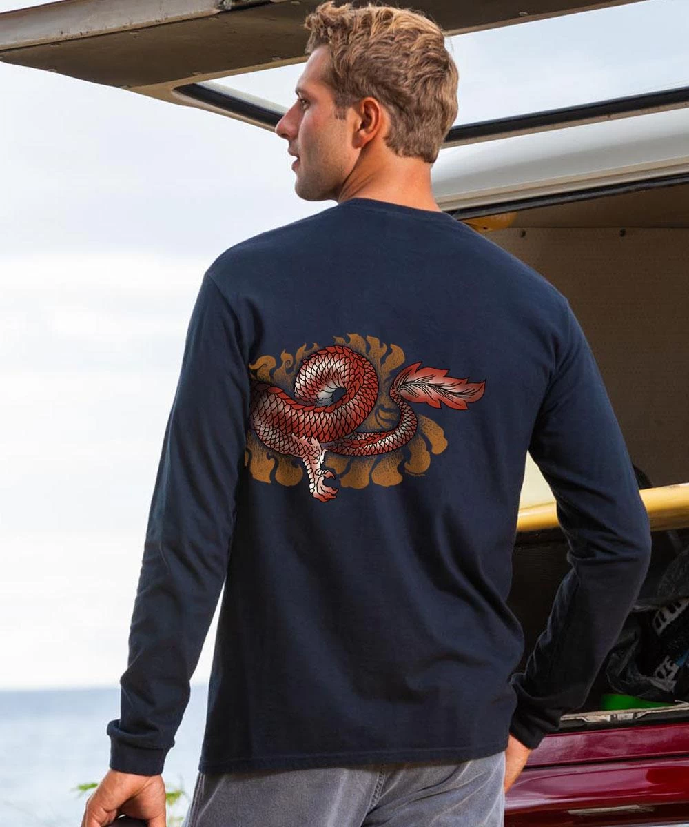Dragon Summit - Navy Long Sleeve Crewneck T-Shirt - Image 2