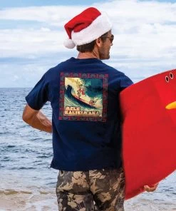 Reindeer Wave - Navy Short Sleeve Crewneck T-Shirt