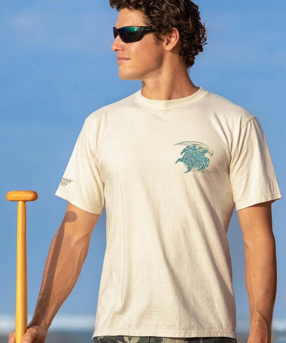 Tribal Honu Nalu - Coconut Dyed Short Sleeve Crewneck T-Shirt - Image 2