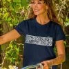 Tropical Tribal Band - Navy Short Sleeve Crewneck T-Shirt