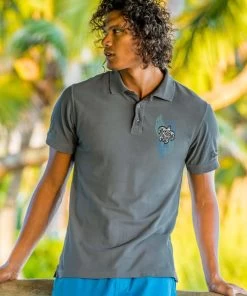 Tribal Honu Vertical - Crater Dyed® Short Sleeve Pique’ Polo Shirt