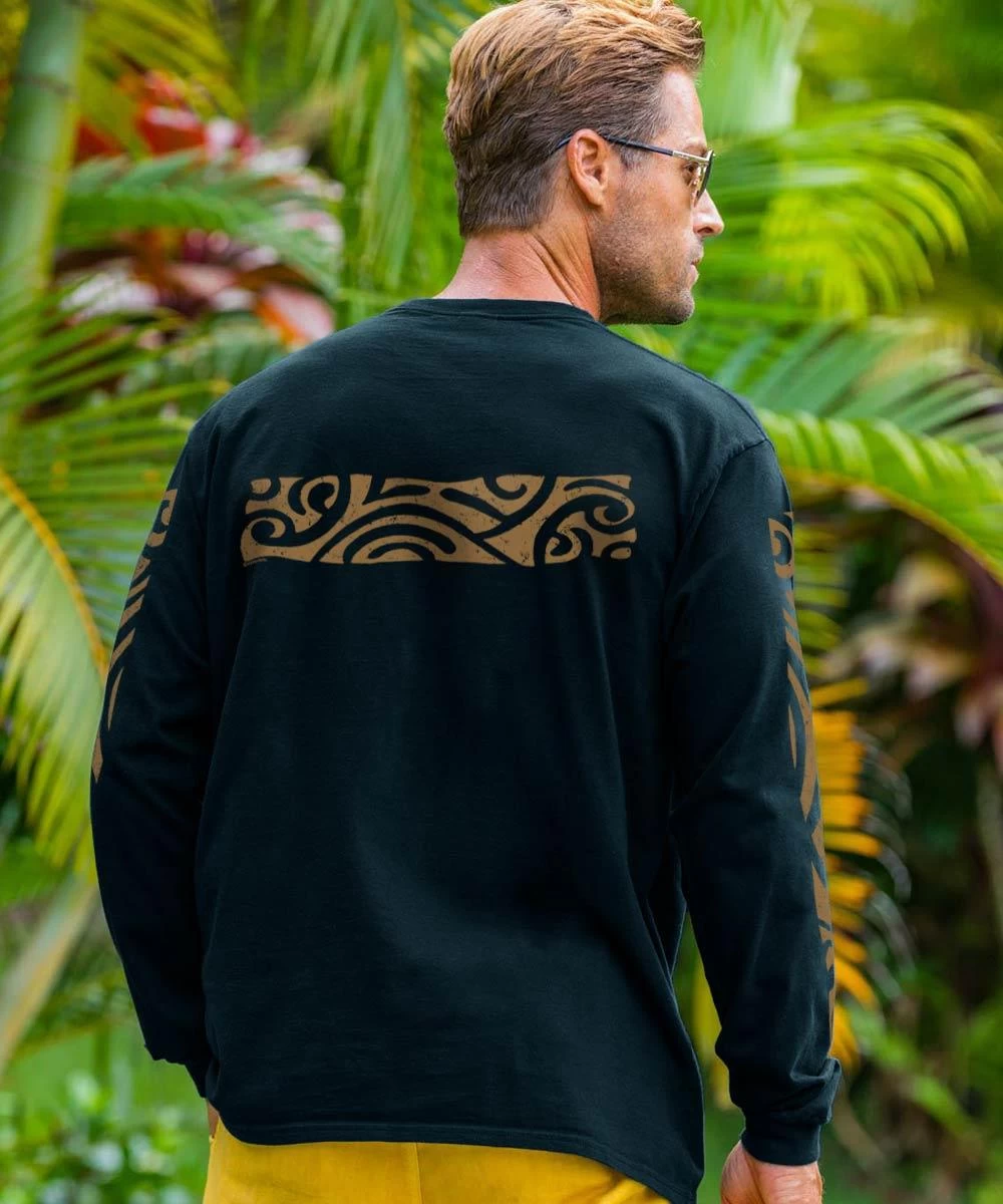 Mahelona - Black Long Sleeve Crewneck T-Shirt - Image 2