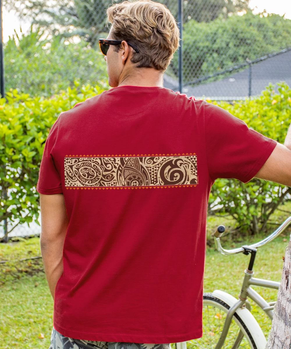 Ekomo Mai Band - Rugby Red Short Sleeve Pima T-Shirt - Image 2