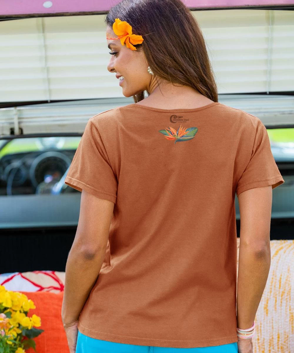 Bird Of Paradise - Cinnamon Dyed Short Sleeve Scoop Neck T-Shirt - Image 2