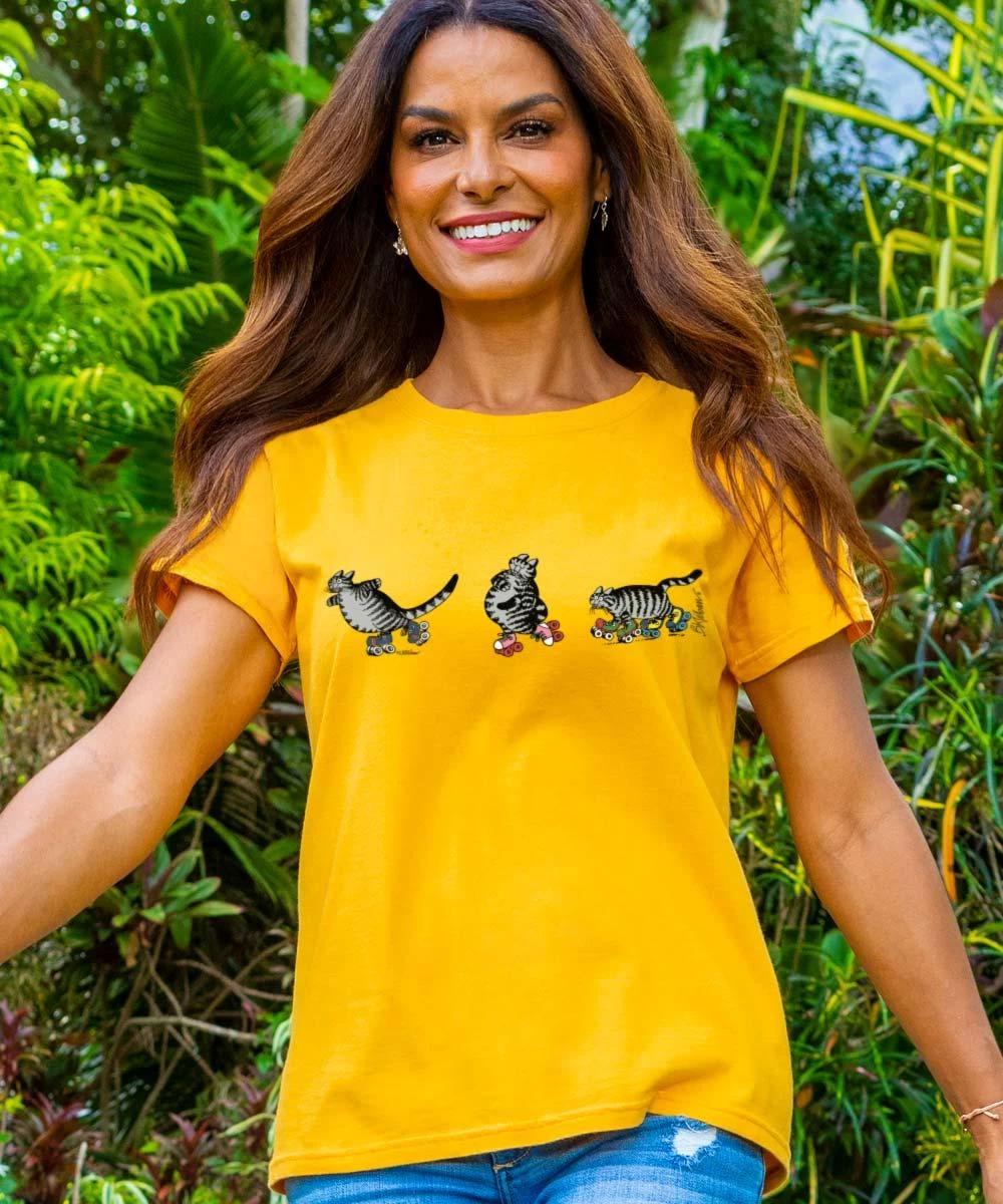 B. Kliban Skatey Cats - Pineapple Dyed Short Sleeve Crewneck T-Shirt