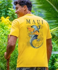 Gecko Watercolor - Pineapple Dyed Short Sleeve Crewneck T-Shirt