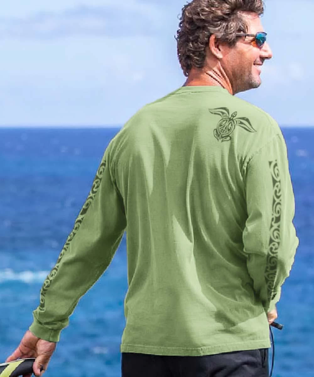 Honu Mano Legend - Hemp Dyed Long Sleeve Crewneck T-Shirt - Image 2