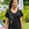 Misty Monstera - Jet Black Short Sleeve Pima V-Neck T-Shirt