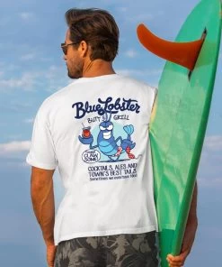 Blue Lobster - White Short Sleeve Crewneck T-Shirt