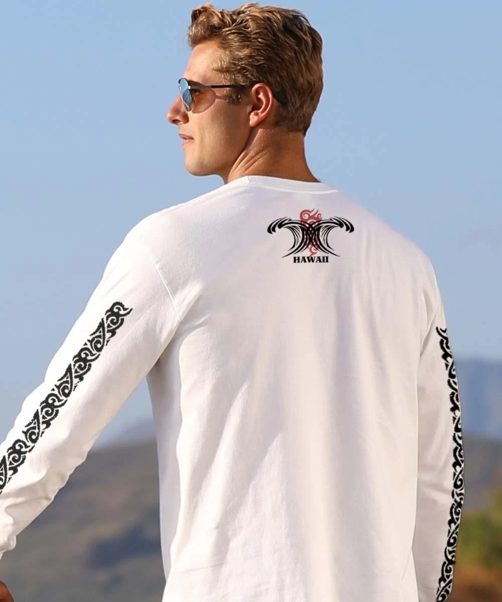 Red Tide Wave - White Long Sleeve Crewneck T-Shirt - Image 2