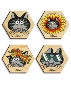 B. Kliban Cat Faces - 4-Piece Coaster