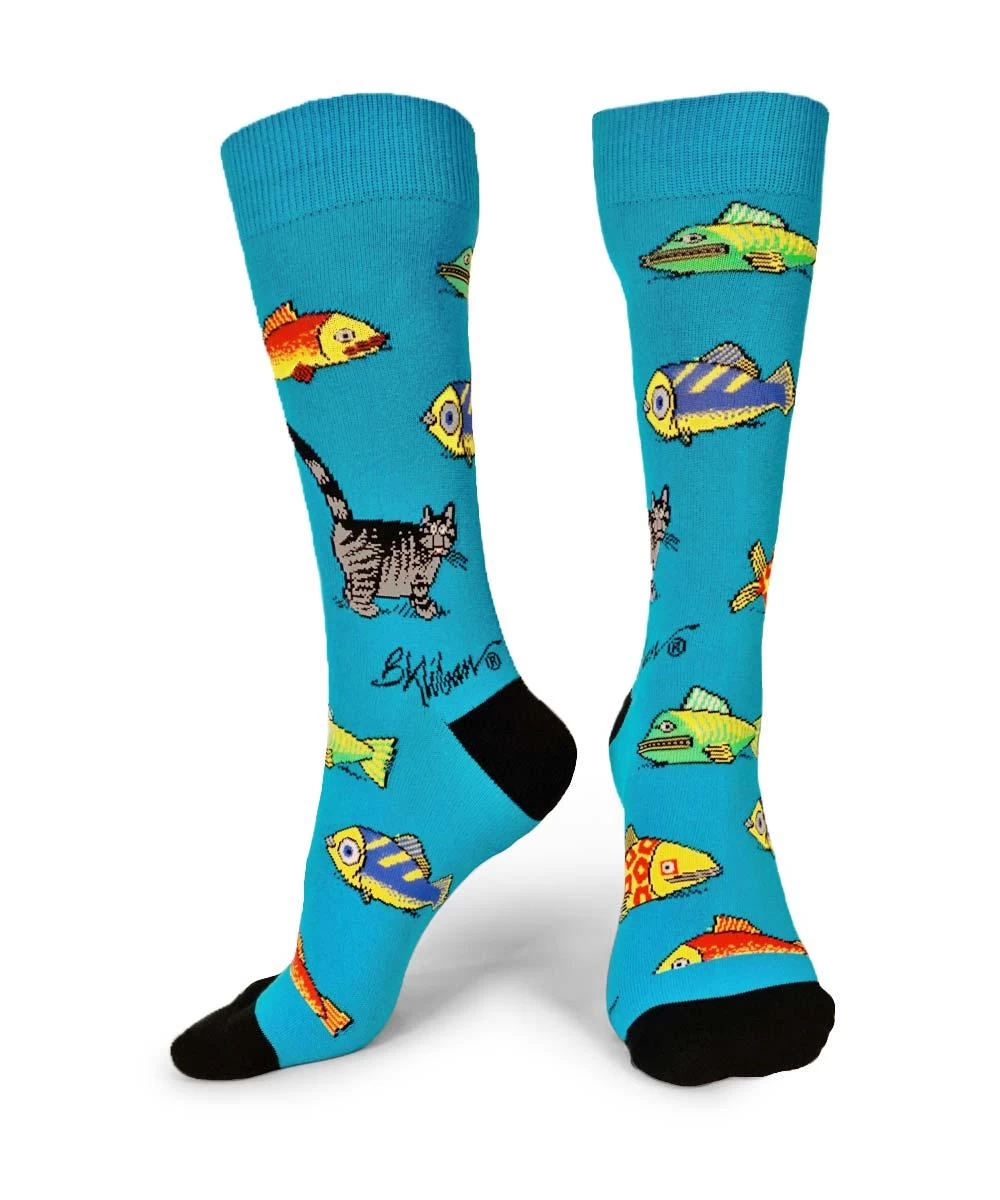 B. Kliban So Many Fish - Graphic Cotton Crew Socks - Image 2