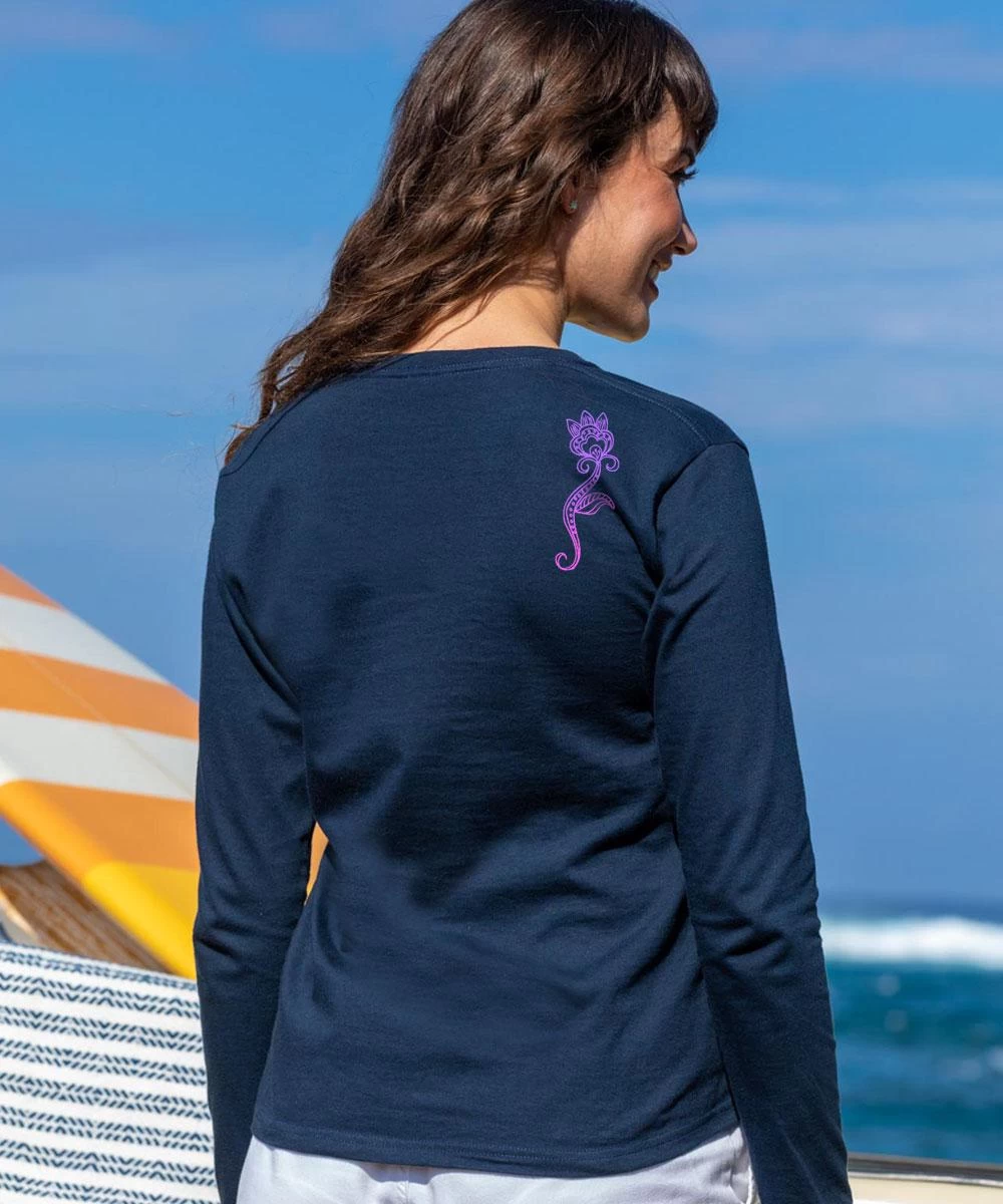 Ashanti - Navy Long Sleeve Crewneck T-Shirt - Image 2