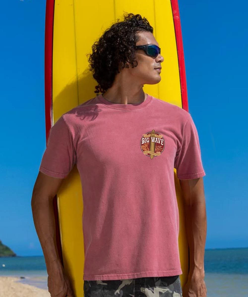 North Shore Big Wave - Paradise Red Dyed Short Sleeve Crewneck T-Shirt - Image 2