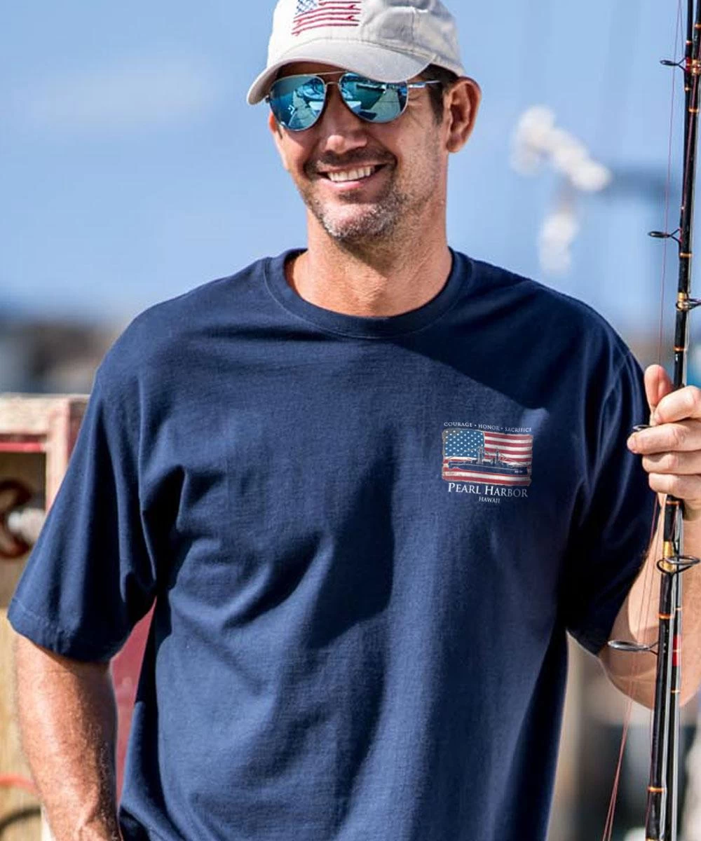 US Honor Flag - Navy Short Sleeve Crewneck T-Shirt - Image 2