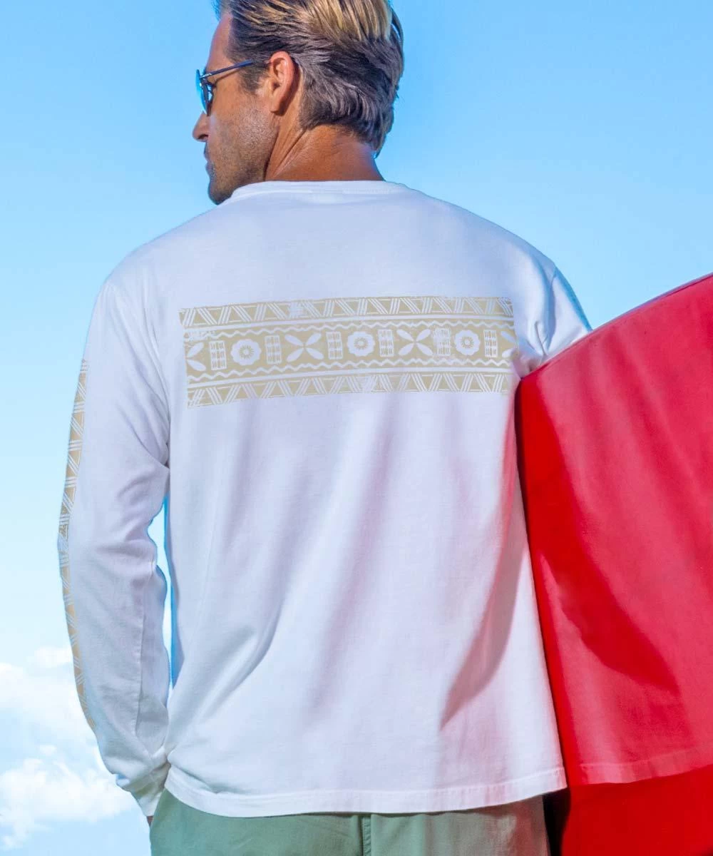 Tribal Outrigger Band - White Long Sleeve Crewneck T-Shirt - Image 2
