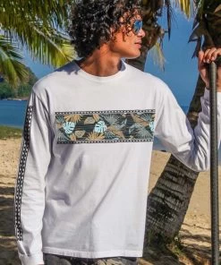 Aloha Flora Band - White Long Sleeve Crewneck T-Shirt