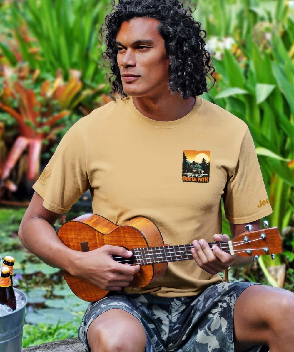 Jeep Off The Beaten Path - Pale Ale Dyed Short Sleeve Crewneck T-Shirt - Image 2