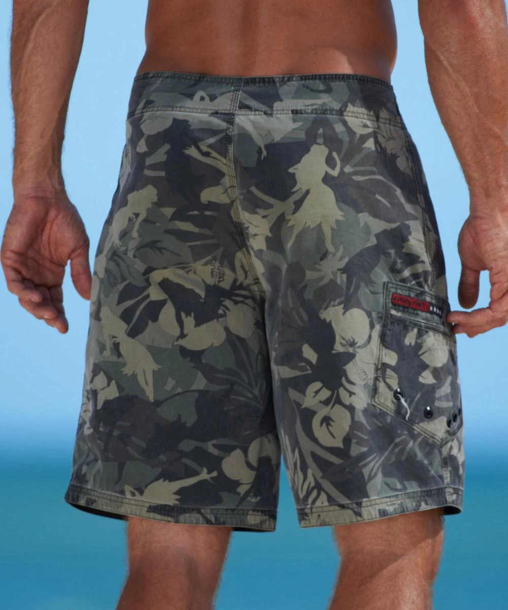 Hulaflage - Camo Green Floral Board Shorts - Image 2