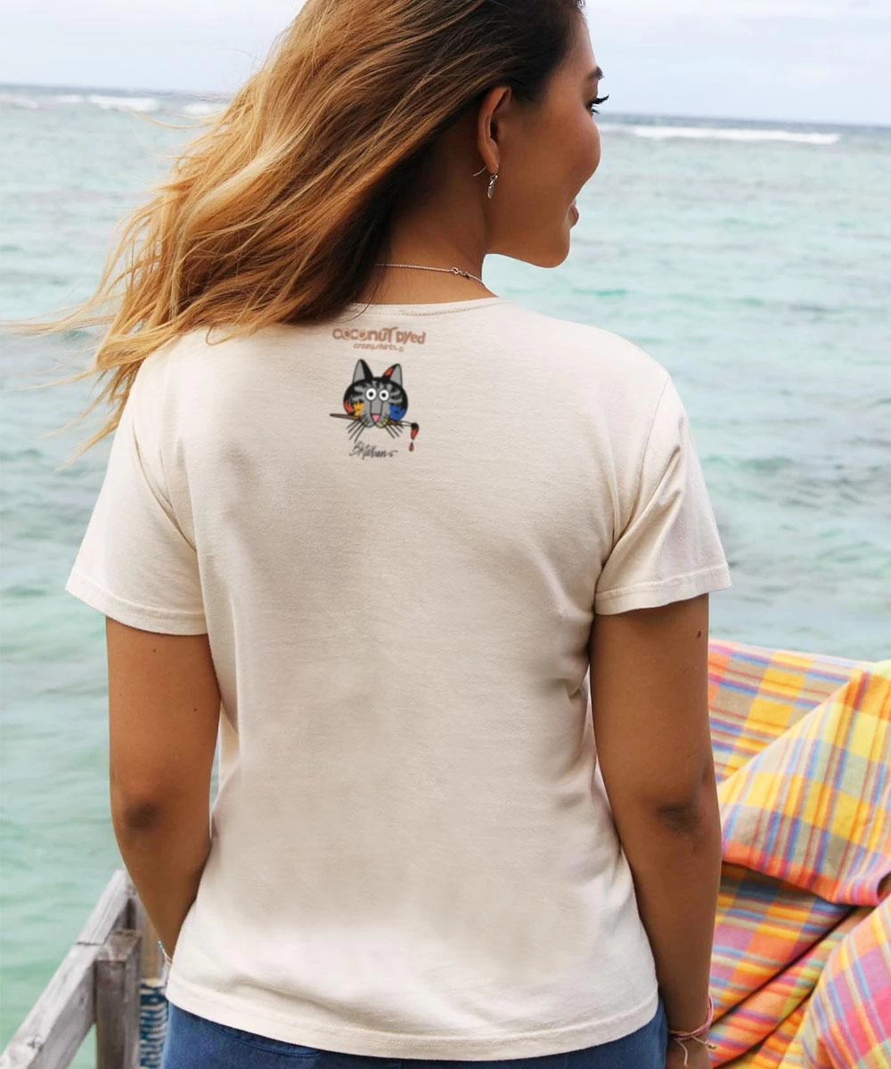 B. Kliban Artist Cat - Coconut Dyed Short Sleeve Scoop Neck T-Shirt - Image 2