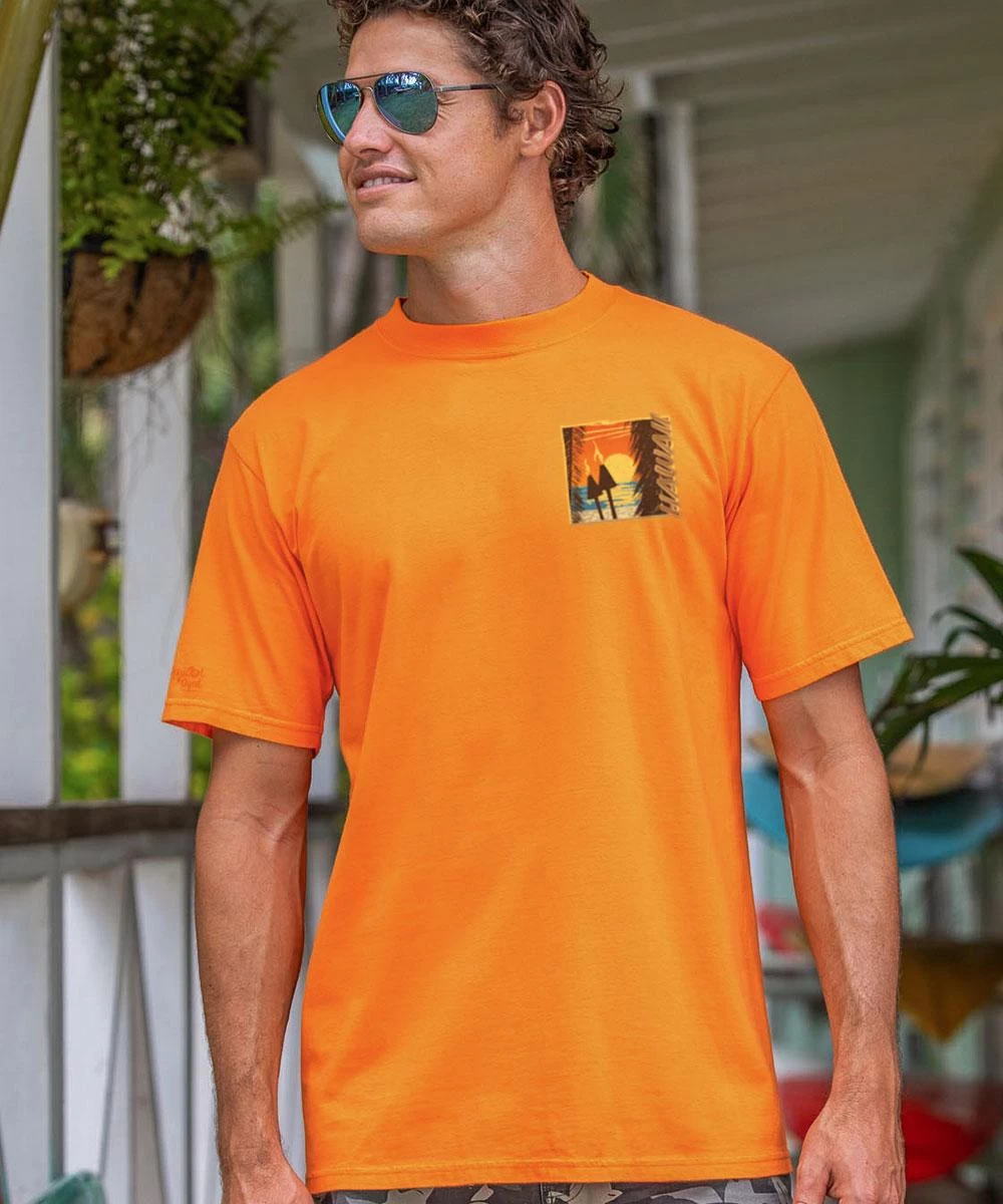 Beach Tiki Sunset - Apricot Dyed Short Sleeve Crewneck T-Shirt - Image 2