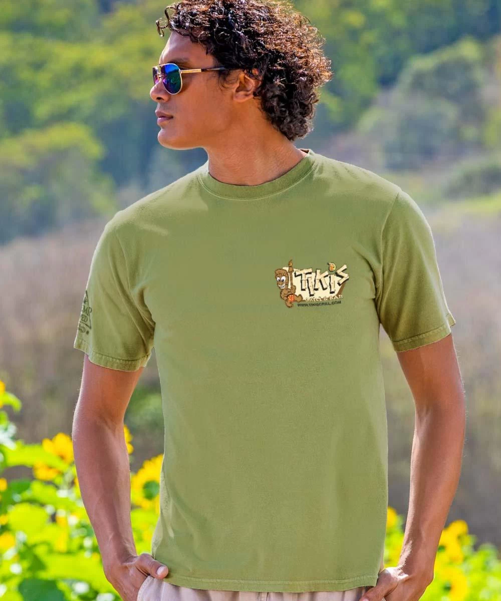 Volkswagen Tikis Grill & Bar Surf Van - Hemp Dyed Short Sleeve Crewneck T-Shirt - Image 2