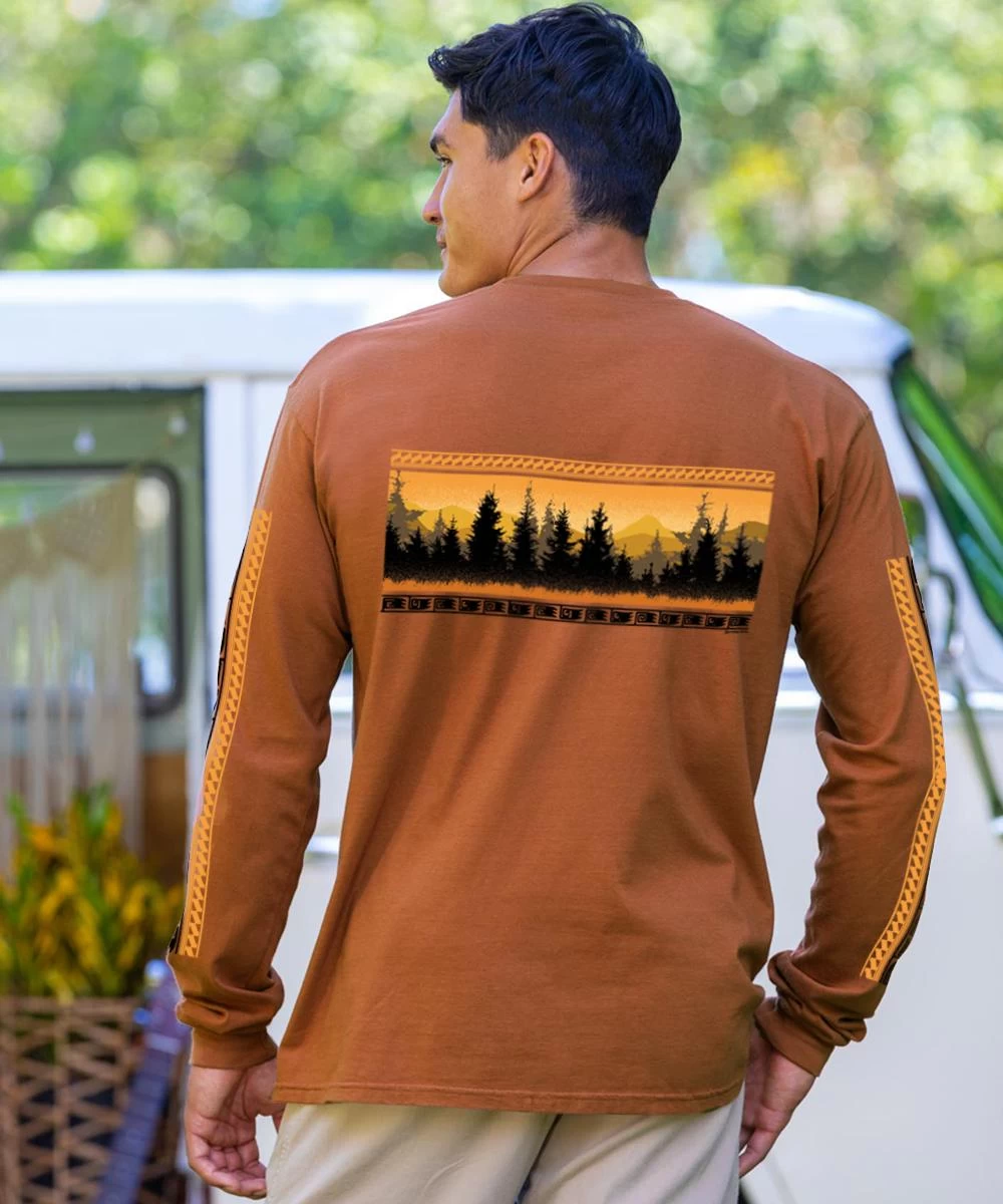 Mountain View Band - Cinnamon Dyed Long Sleeve Crewneck T-Shirt - Image 2