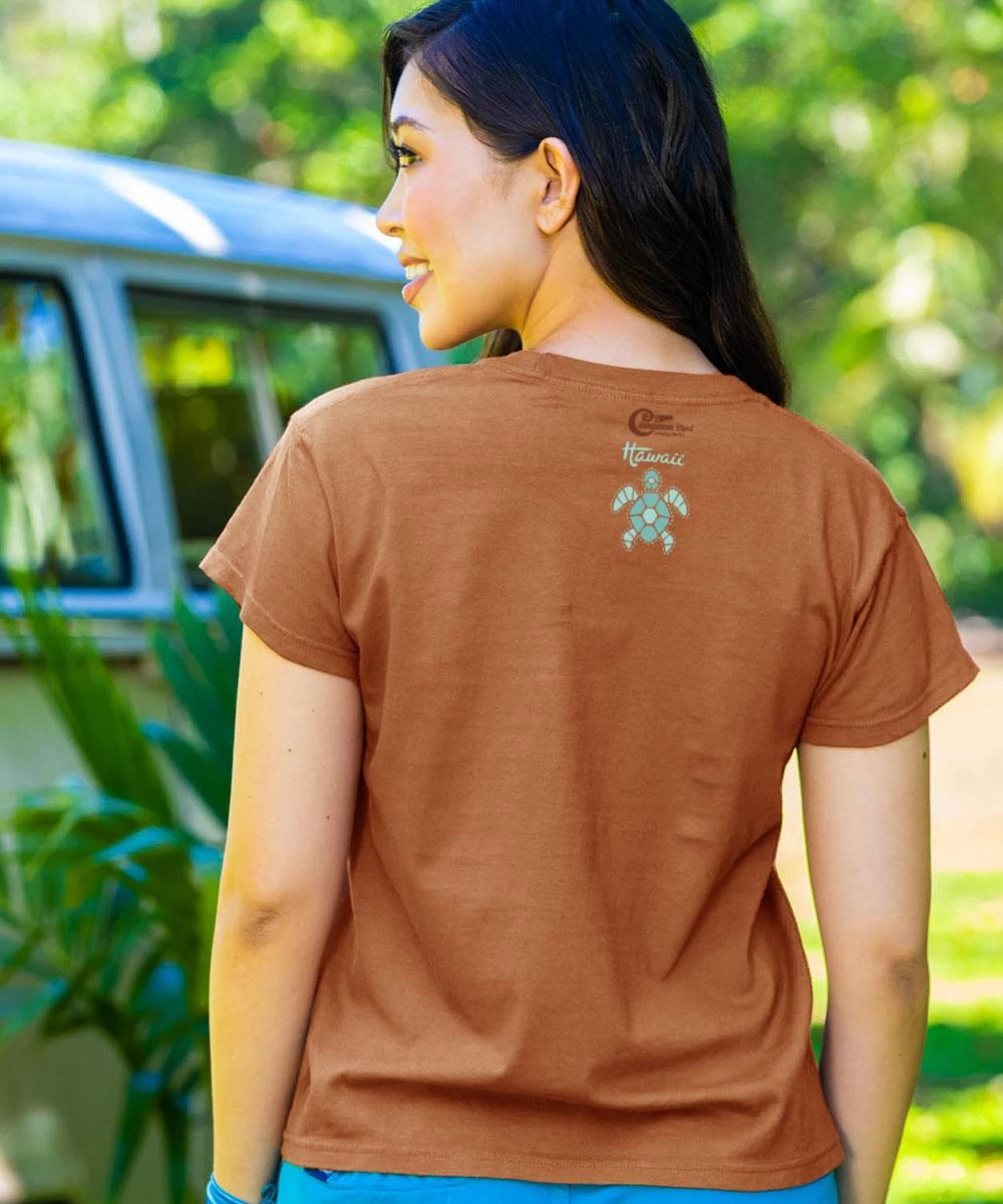 Sea Turtle Quilt - Cinnamon Dyed Short Sleeve Crewneck T-Shirt - Image 2