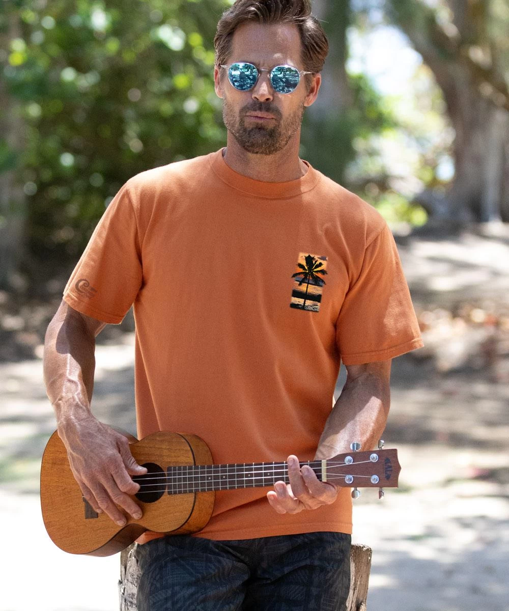 Palm Ocean View - Cinnamon Dyed Short Sleeve Crewneck T-Shirt - Image 2