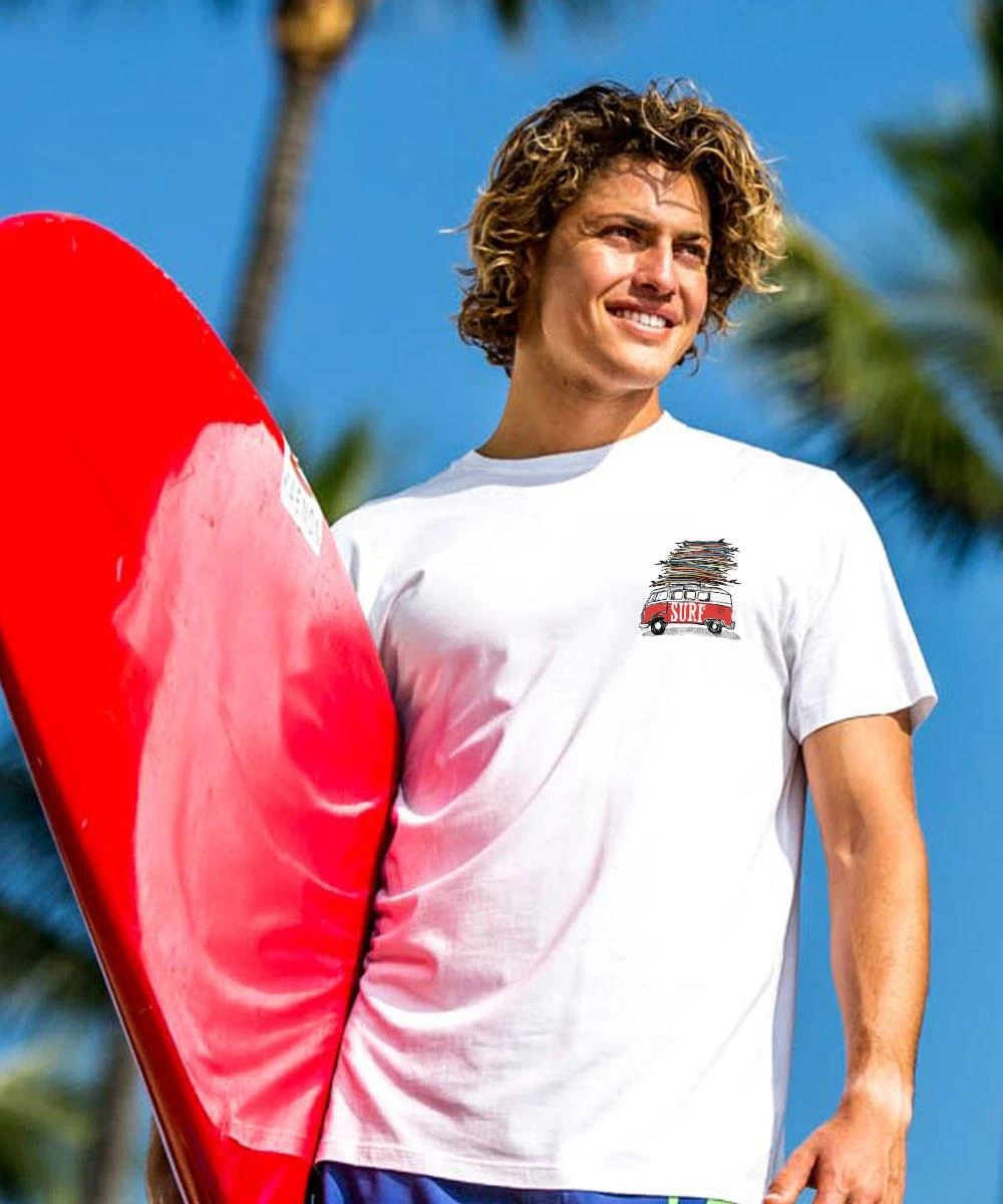 Volkswagen Surfmobile - White Short Sleeve Crewneck T-Shirt - Image 2