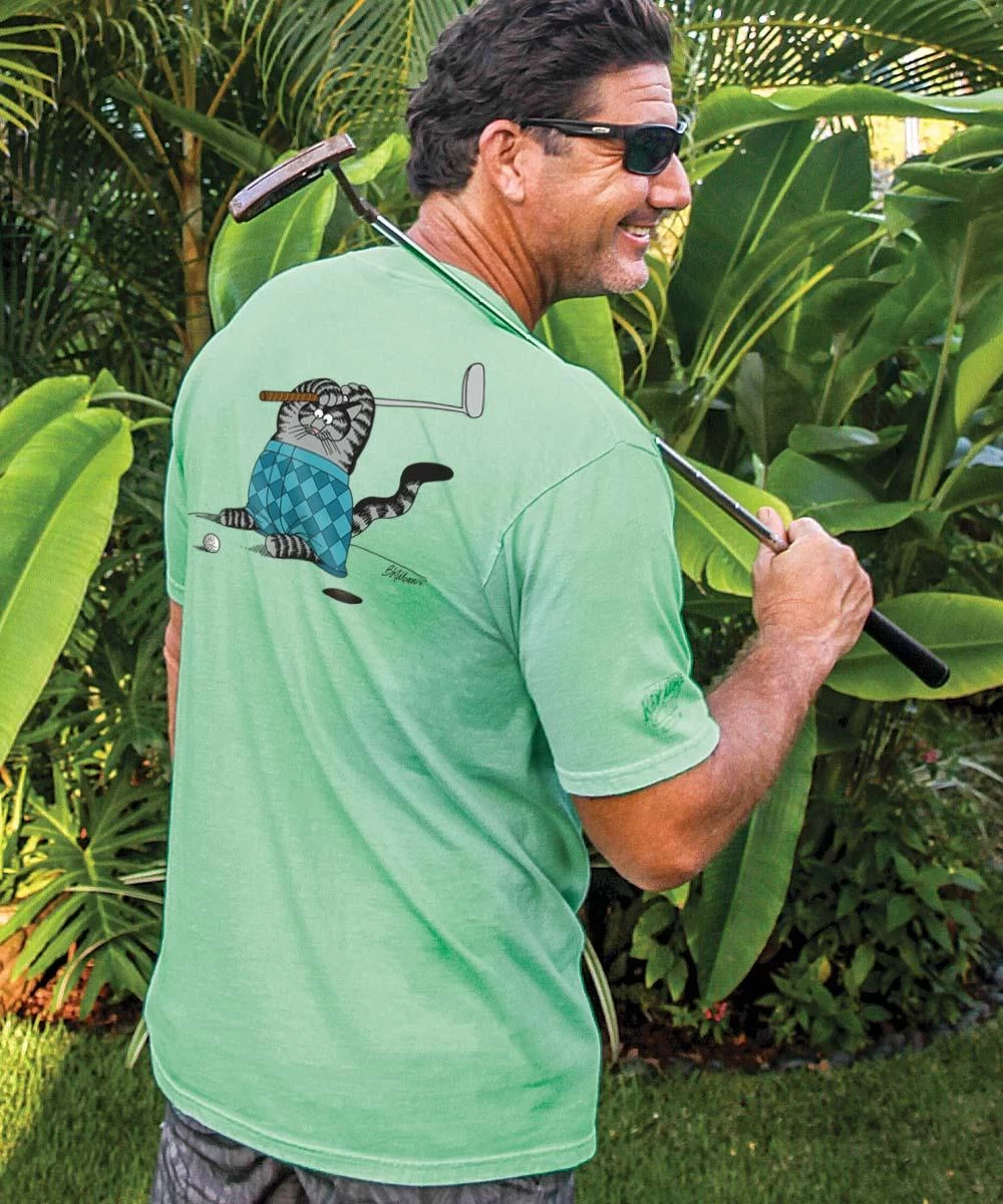 B. Kliban Golf Putt Cat - Key Lime Dyed Short Sleeve Crewneck T-Shirt - Image 2