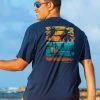 Brushstroke Beach - Navy Short Sleeve Crewneck T-Shirt
