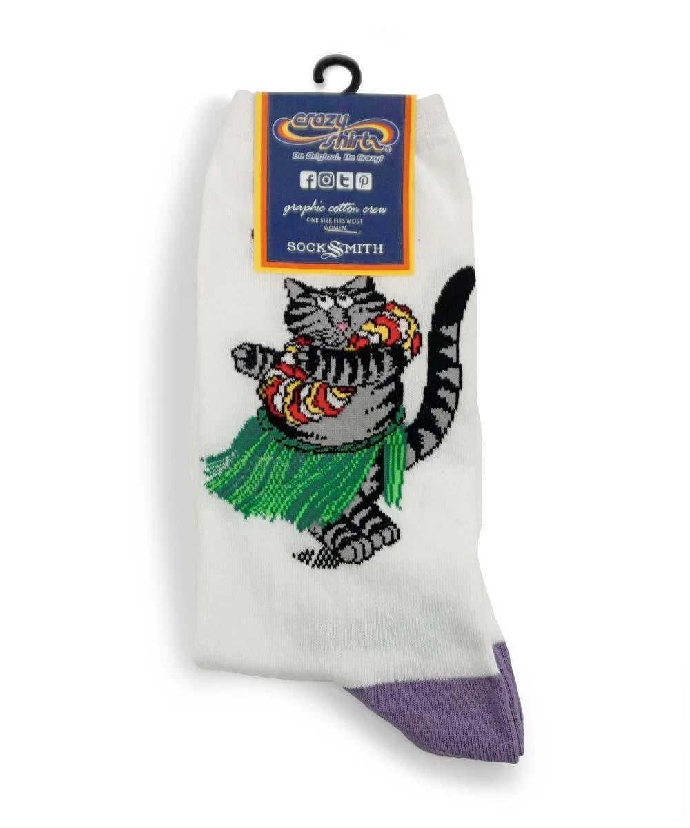 B. Kliban Hula Cat - Graphic Cotton Crew Socks - Image 3