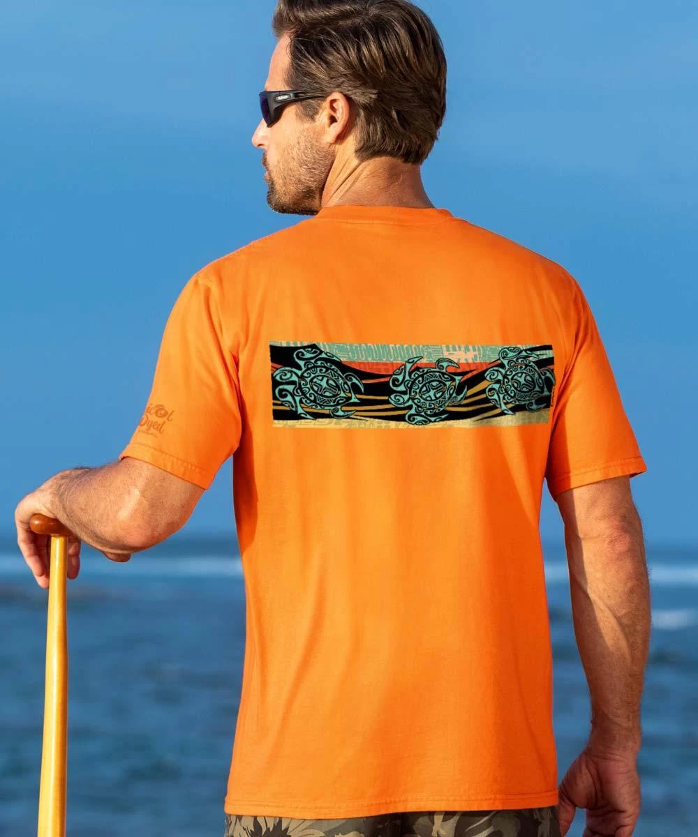 Tribal Tri Honu - Apricot Dyed Short Sleeve Crewneck T-Shirt - Image 2