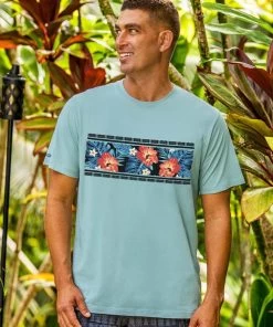 Twilight Floral Band - Cool Blue Short Sleeve Pima T-Shirt