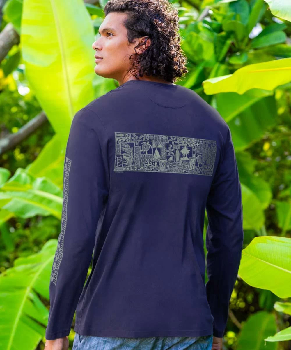 Island Icons Band - Indigo Long Sleeve Pima T-Shirt - Image 2