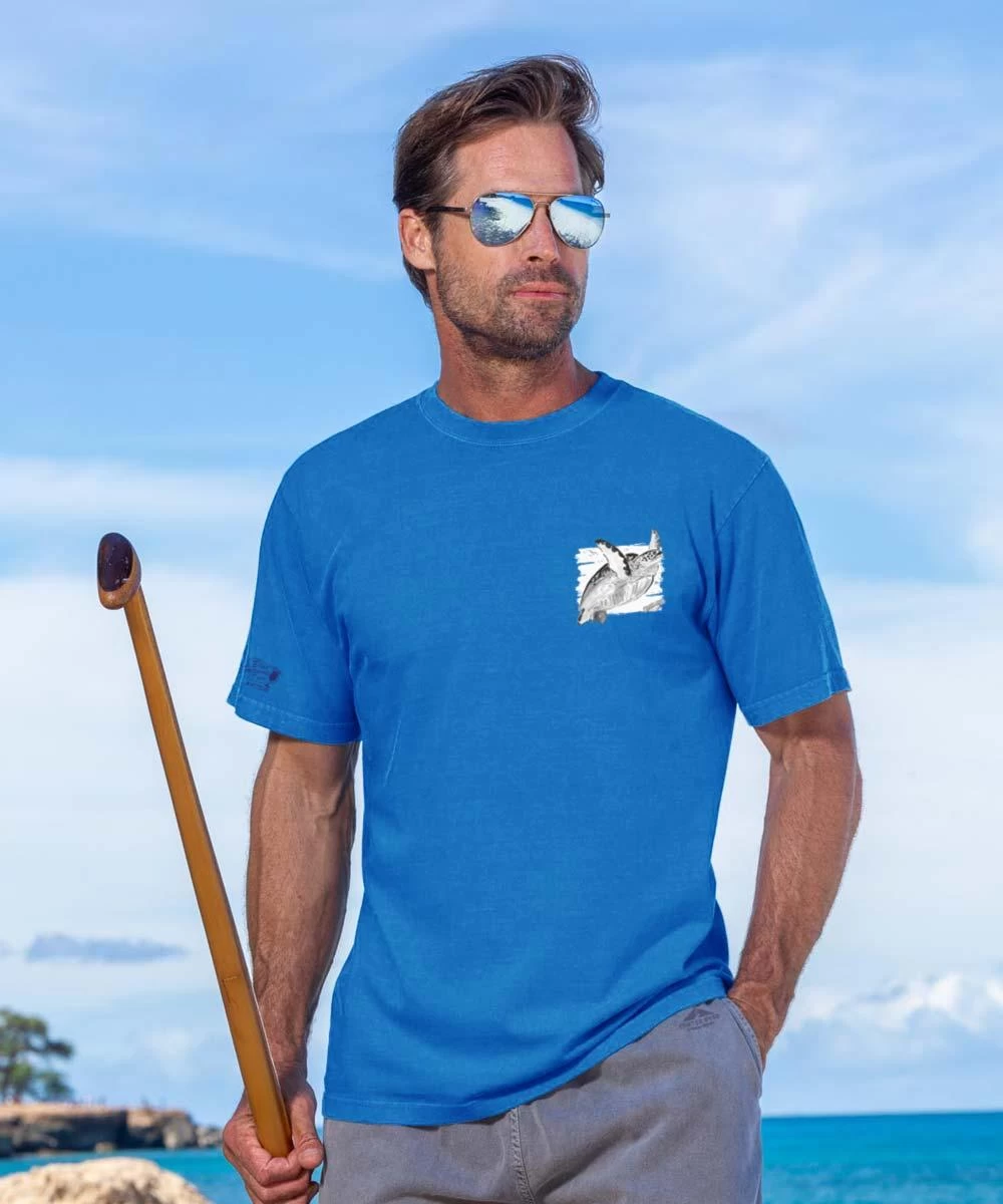 Wyland® Sea Turtle Reef Flight - Blue Hawaii Dyed Short Sleeve Crewneck T-Shirt - Image 2