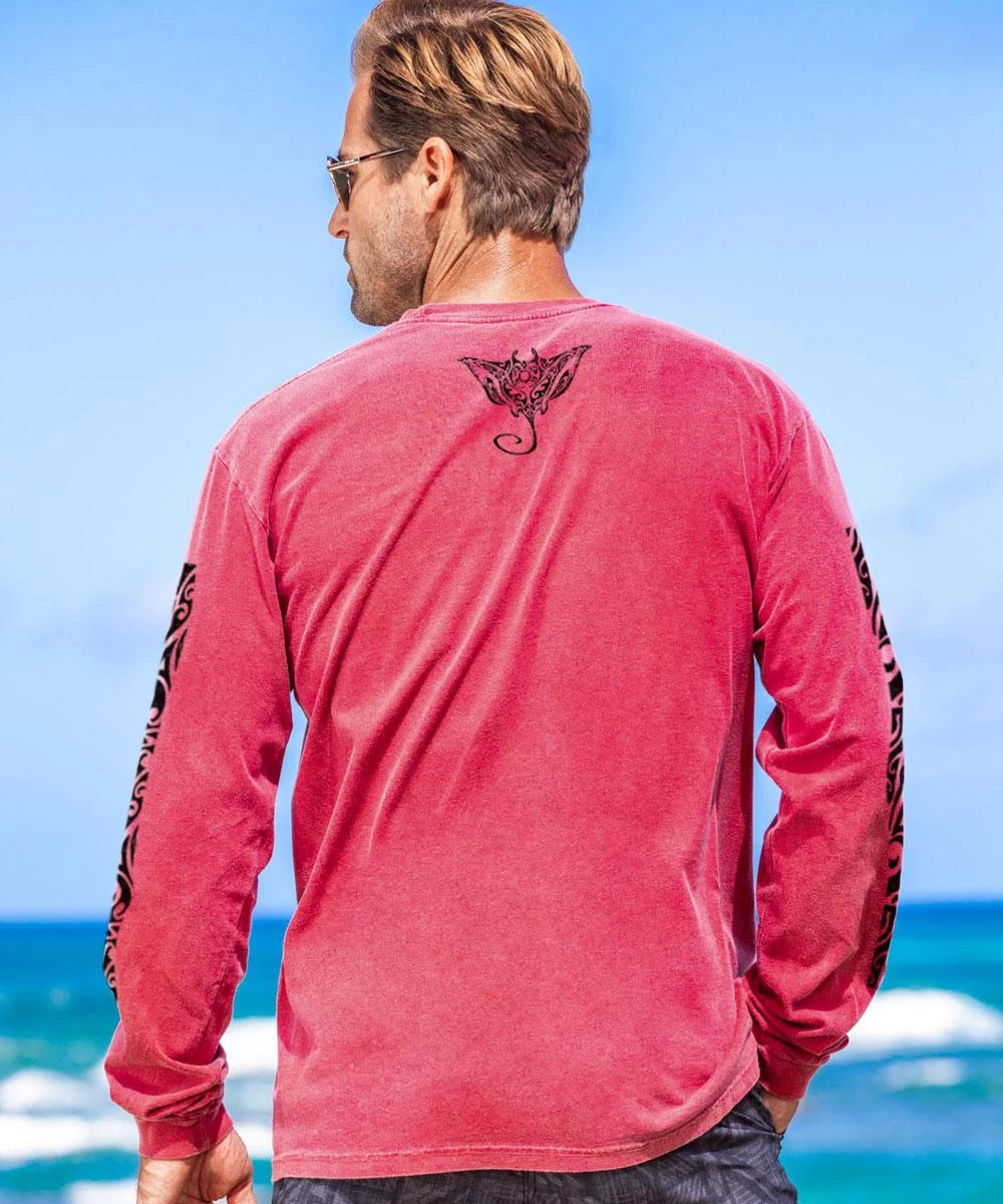 Manta Aumakua - Paradise Red Dyed Long Sleeve Crewneck T-Shirt - Image 2