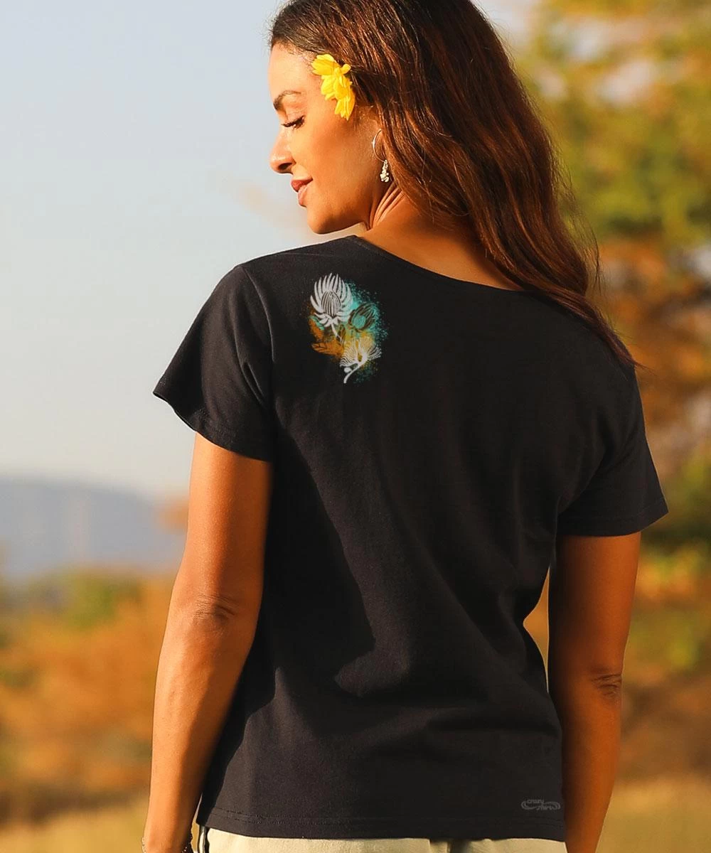 Rustic Protea Band - Black Short Sleeve Scoop Neck T-Shirt - Image 2