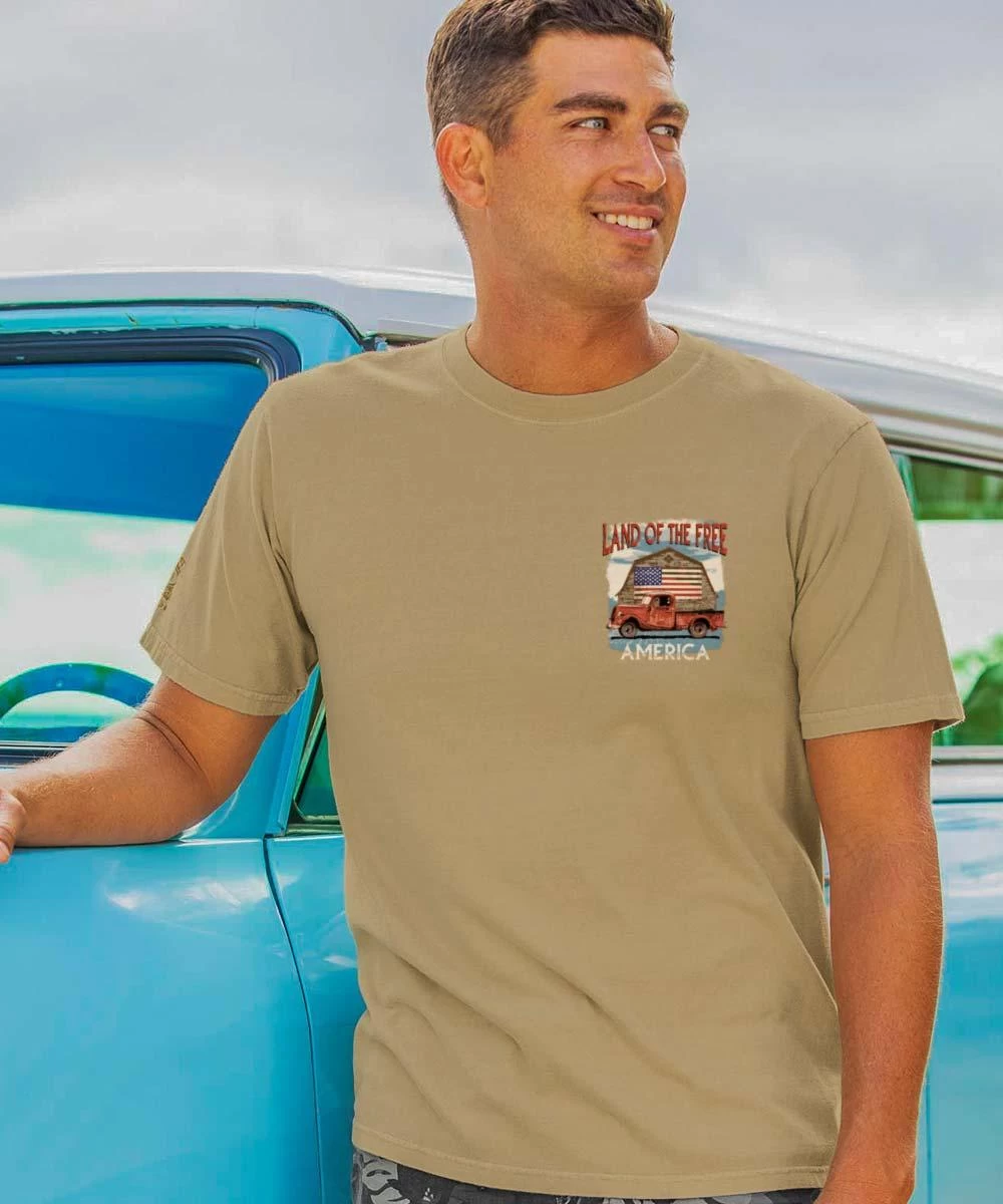 Land Of The Free Vintage - Kona Coffee Dyed Short Sleeve Crewneck T-Shirt - Image 2