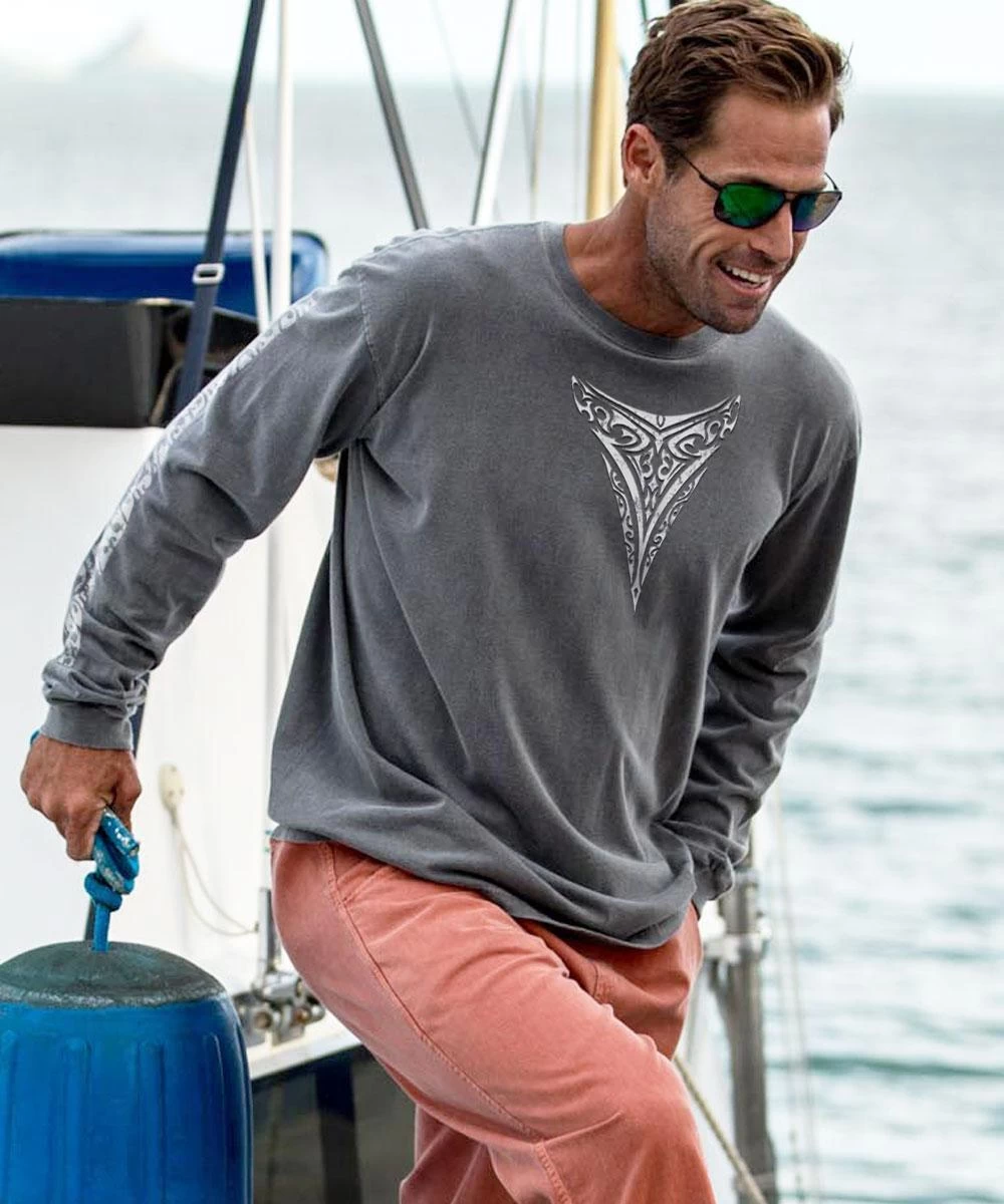 Tribal Nalu Tail - Crater Dyed® Long Sleeve Crewneck T-Shirt - Image 2