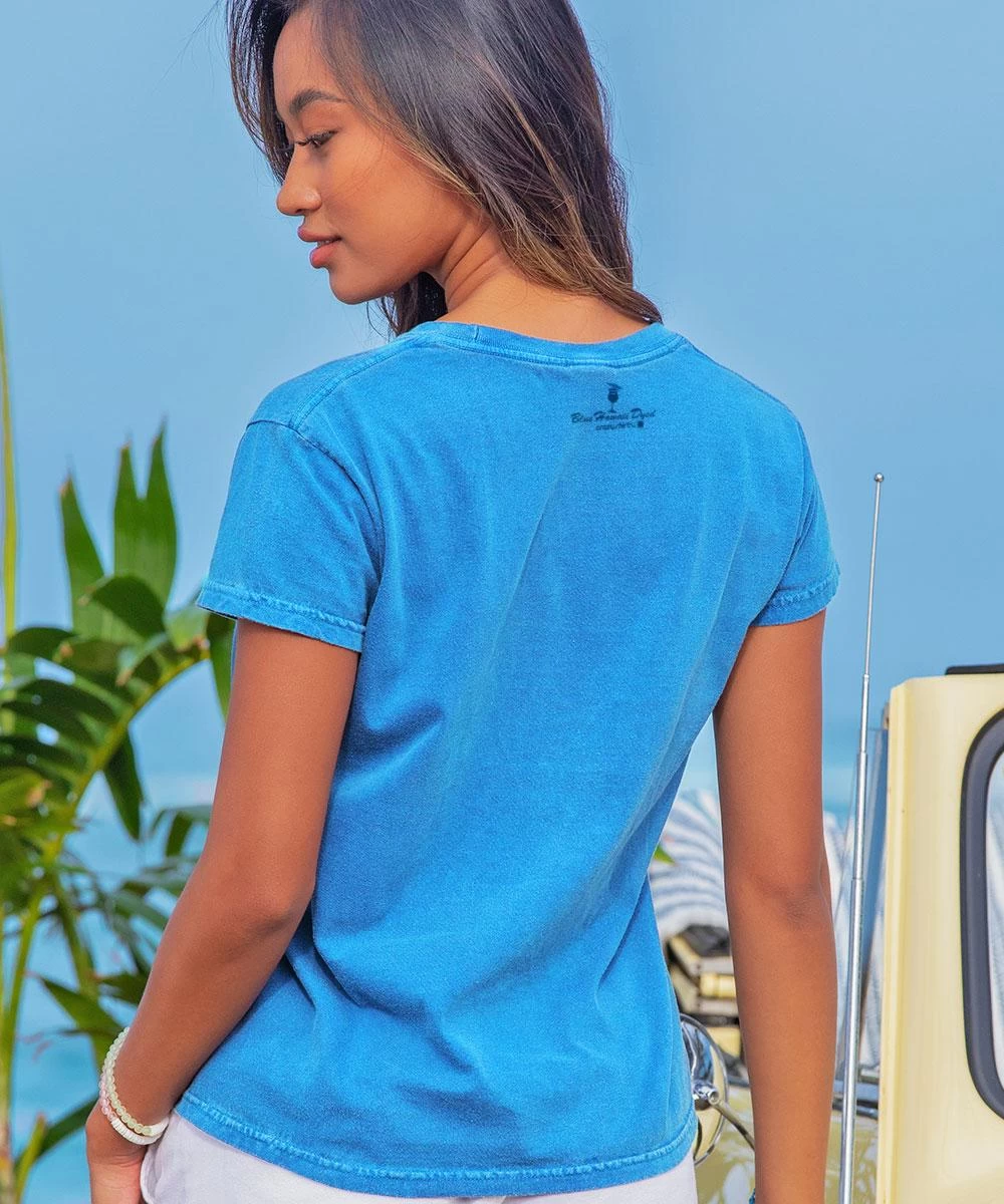 Volkswagen Surf Bug - Blue Hawaii Dyed Short Sleeve Crewneck T-Shirt - Image 2