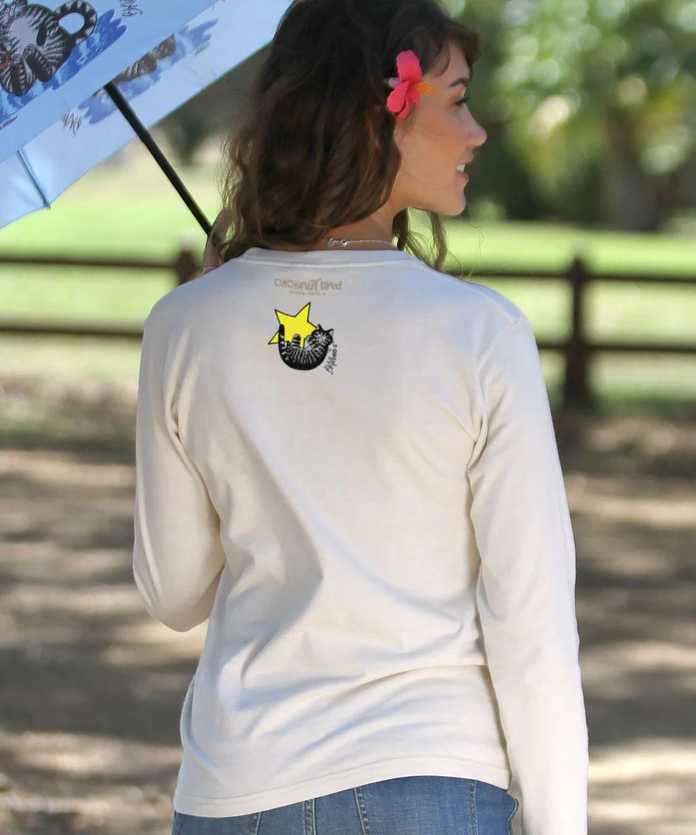 B. Kliban Cats In Clouds - Coconut Dyed Long Sleeve Crewneck T-Shirt - Image 2